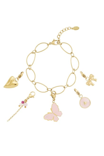 Vlinder DIY armband - Verkleurt niet - Cadeau - Goud - Stainless steel - bedeltjes - charms