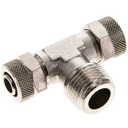 12x10 & R1/2'' Vernikkeld Messing T-Opsteekkoppeling Buitendraad