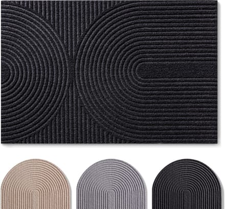 Blumtal Japandi Deurmat - Anti-slip - Polyester 70 x 120 cm - Antraciet - Boogpatroon