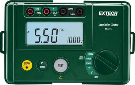 Extech MG310 Isolatiemeter – 250 V, 500 V, 1000 V – 5.5 GΩ
