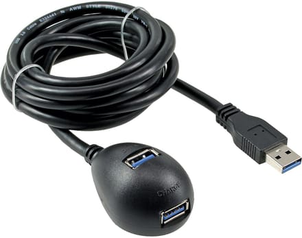 USB naar 2x USB docking kabel - USB3.0 - tot 0,9A / zwart - 2 meter
