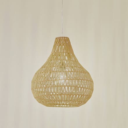 Lindby - hanglamp - 1licht - Henneptouw, ijzer - H: 46 cm - E27 - henneptouw natuur