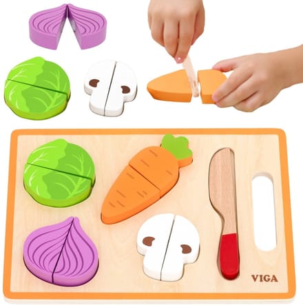Viga Houten Montessori Educatieve puzzel Groenten om te snijden - UNI
