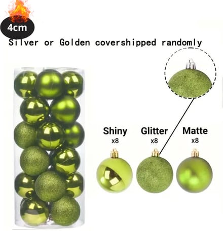 Nivard Kerstballen - Kerstversiering - Plastic - Appelgroen - 4 cm - 24 stuks
