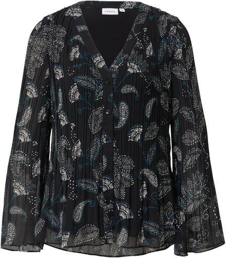 V-hals geplooide chiffon blouse met bloemenprint dames COMMA