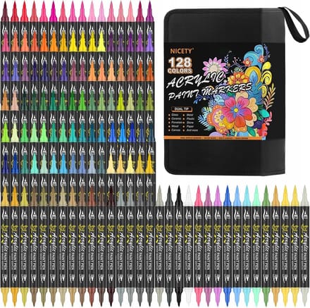 Merkloos Acryl Markers Set - 128 Kleuren Dubbele Punten & Etui