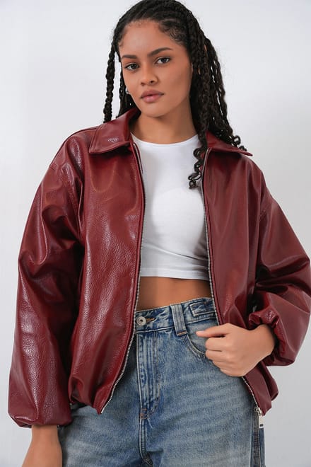 Oversized Faux Leather Ritsjack