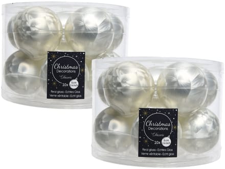 20x stuks kerstballen wit ijslak van glas 6 cm - mat/glans - Kerstboomversiering