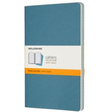 Moleskine cahier journal soft cover large risk blauw gelinieerd à 3 stuks