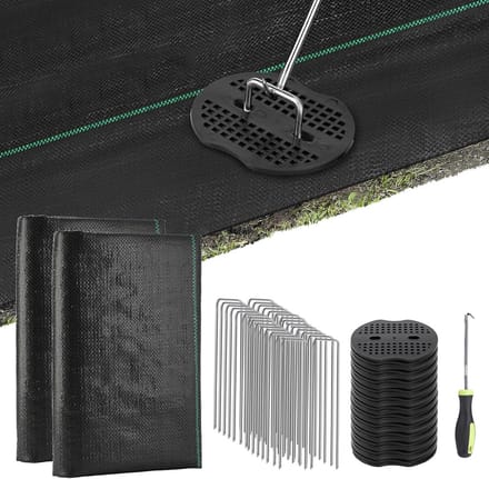 3x50ft Landschapweefsel Onkruidwerend - 3,2oz PP Geweven Doek met Pinnen & Haak