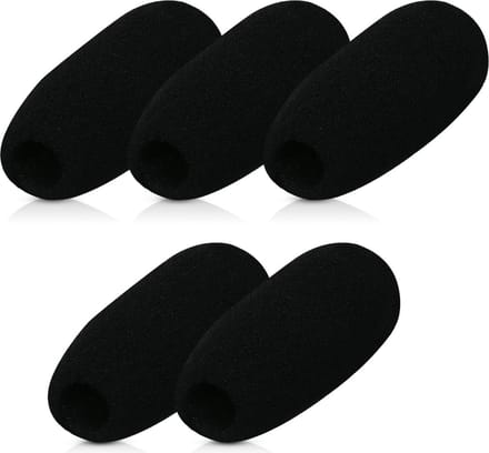 kwmobile Microfoon windscherm, compatibel met diverse microfoons, 5 x schuimrubberen bekleding met de afmetingen 4,8 x 2,4 x 1,2 cm, zwart