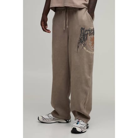 Balloon Fit Gewassen Gothic Naaddetail Jogger | Taupe | Size Medium