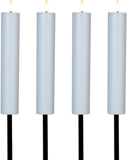 Anna Collection solar kaars fakkel - 8x - wit - tuinsteker - H76 cm - 3D lont - tuinlamp