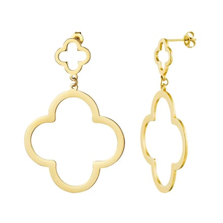 Earrings 2 clovers - Yehwang - Oorbellen - 5.20 x 3.50 cm - Goud