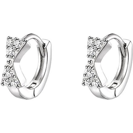 Koreaanse Versie Strik Oorbellen voor Vrouwen Delicaat Klein Oor Zirkonia Stud Ins Stijl Zilveren Sieraden white