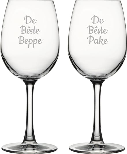 Gegraveerde witte wijnglas 36cl De Bêste Pake-De Bêste Beppe