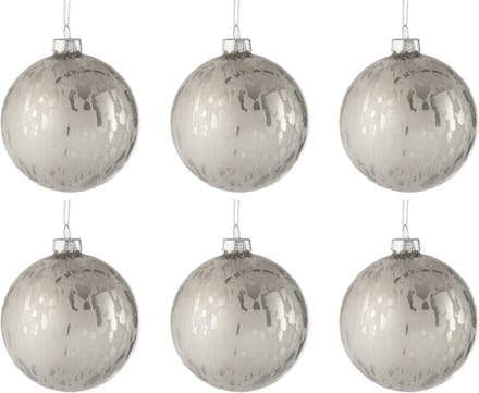 J-Line kerstbal Blinkend - glas - zilver - small - doos van 6 stuks