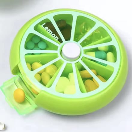 Pillendoosje - Pillenbox - 7-dagen - Groen - Grappig pillendoosje - 1 vak per dag - Compacte pillendoos - 9CM - Voor op reis - CHPN