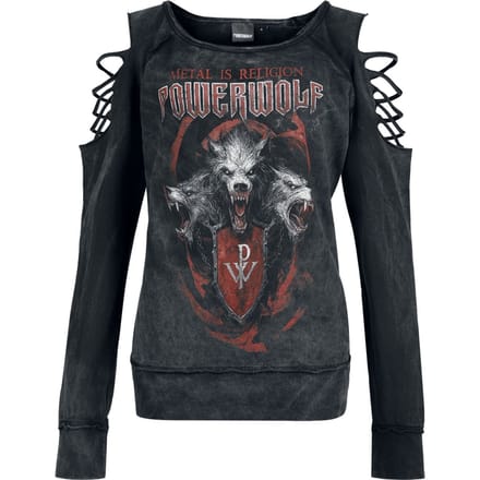 Powerwolf Triple Wolves Dames Sweatshirts - donkergrijs - L