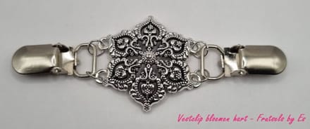 Frutsels by Es - vestclip - bloemen - hart -zilverkleur