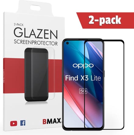 2-pack BMAX geschikt voor OPPO Find X3 Lite screenprotector van gehard glas - Beschermglas - Tempered Glass - Glasplaatje - Screenprotector - Full Cover