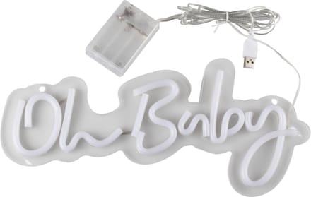 Ginger Ray - Wit neon LED licht Oh Baby 34 cm