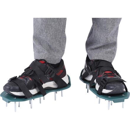 1 Paar Gazonbeluchtersandalen Zware Uitvoering Gras Spikeschoenen met Gesp Tuingereedschap (3 banden) black