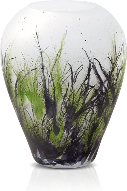 Terroso - Geblazen Vaas Nature, Glas Marmer, Hand Geschilderd, Hoogte 27 cm