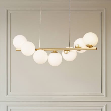 Lucande - hanglamp - 7lichts - Metaal, glas - H: 33 cm - G9 - goud mat, opaal