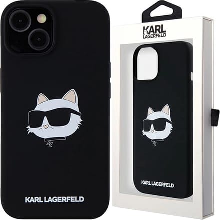 Karl - Lagerfeld - Siliconen Choupette Head MagSafe Hoesje voor iPhone - 15 - Plus / 14 - Plus - Zwart