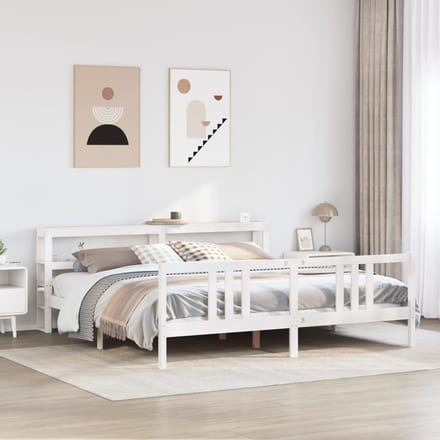 vidaXL - Bedframe - met - hoofdeinde - zonder - matras - 200x200 - cm - wit