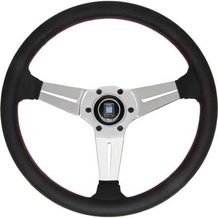 NARDI SPORTS Type Rally 35 Cuir Noir Perforé avec Rayons Polis, 350mm, N735