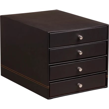 Rhodia Opbergbox - ladebox - Opslagbox - Kunstleer - 4 laden - Zwart