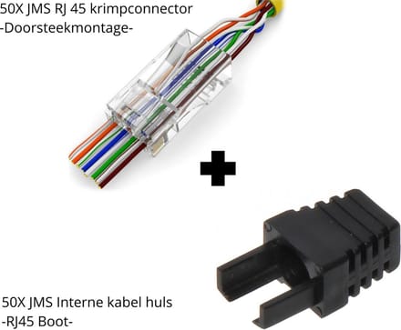 50x JMS® RJ45 EZ Type + 50x JMS Interne Kabel Huls Zwart