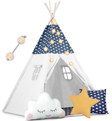 Nukido Tipi Tent voor Kinderen met Lichtjes – Blauw