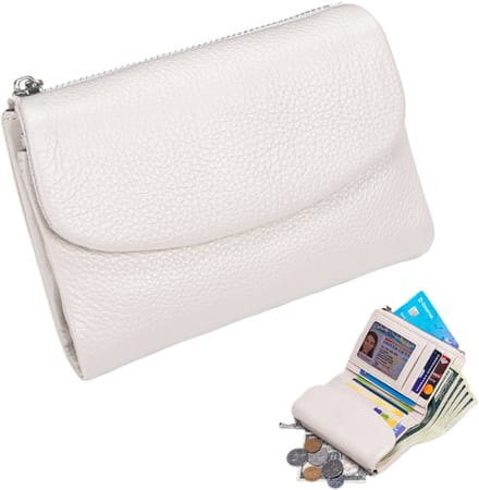 Korte damesportemonnee - RFID-antidiefstal - Ultradun en draagbaar - 13,5*10*3 cm - Wit - 1 stuk
