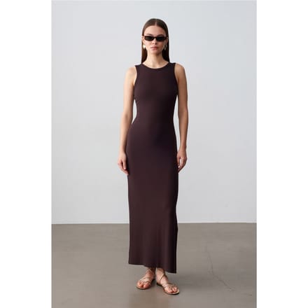 Geribbeld Mouwloos Bodycon Maxi Jurk