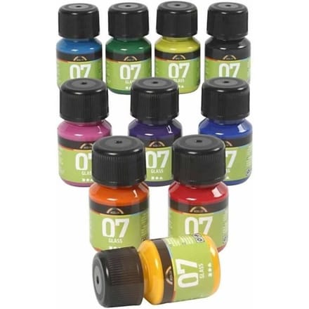 Creativ Company Permanent Glass Paint - Set of 10 Colors 30ml