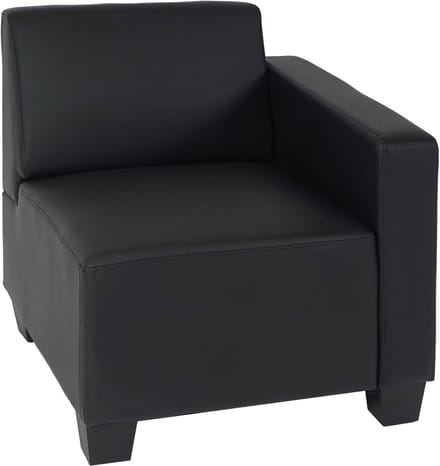 Modulair zijpaneel rechts, fauteuil met armleuning Lyon, kunstleer ~ zwart