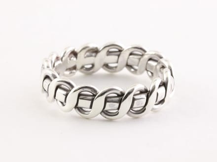 Zilveren kabelpatroon ring - maat 22