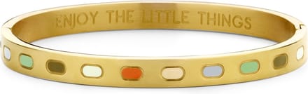 CO88 Collection Majestic 8CB-90356 Stalen Bangle met Stippen - One-size (58 x 49 x 6 mm) - Goudkleurig / Multi Kleuren