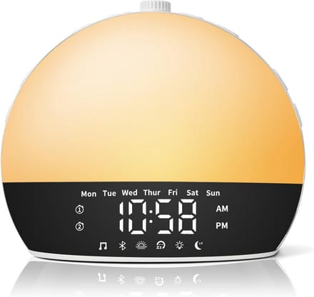 Slimme Wekker met Lichtsimulatie voor Zware Slapers en Bluetooth Speaker