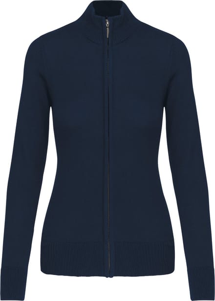 Kariban Dames cardigan met rits K962 - Navy - M