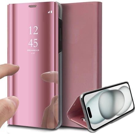 Hoesje geschikt voor iPhone 15 Plus - Book Case Spiegel Roségoud