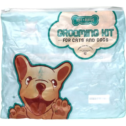 Ruff 'N Ruffus, katten- en hondentrimset, aqua, 1 borstel, 1 tondeuse blue