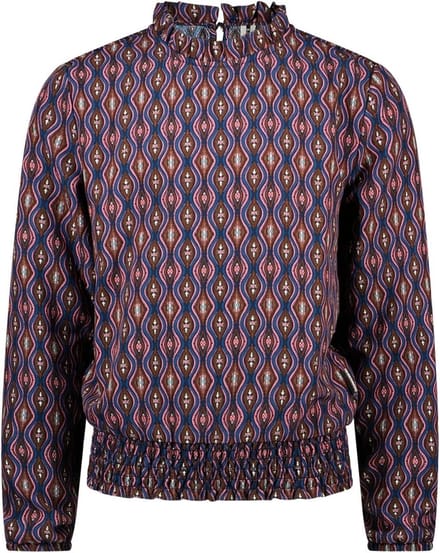 Meisjes blouse wavy print bruin - Venna - Victorious AOP