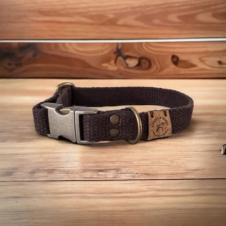 Cooper & Quint Simply Hemp Halsband - Kastanjebruin - Small - Oud Messing