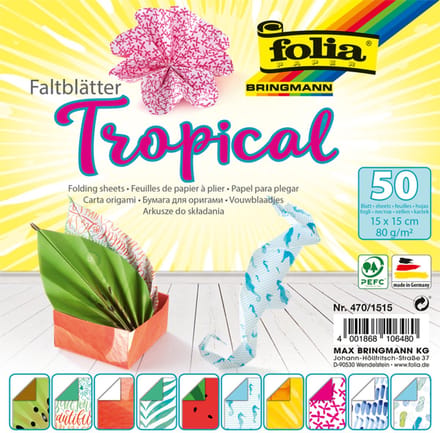 Vouwblaadjes folia 80gr 15x15cm 50v 2z tropical | 140 stuks