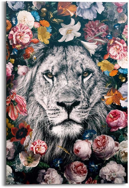Schilderij Jungle leeuw - 90 x 60 - Hout - REINDERS