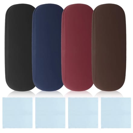 Harde schaal brillenetui - set van 4 - PU-leer - met reinigingsdoek